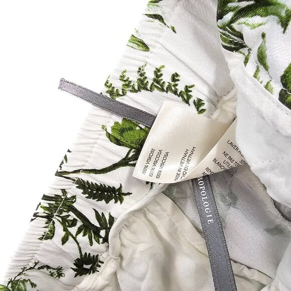 Anthropologie Pull-On Silky Pants, Green Floral Print, Wide Leg, Size 12 Tall - Picture 10 of 11